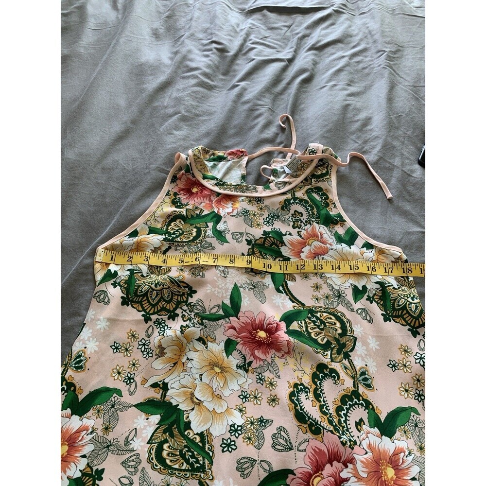 Carmen Marc Valvo Blossom Floral Print Multicolor Sleeveless Top Blouse Small - Picture 4 of 5